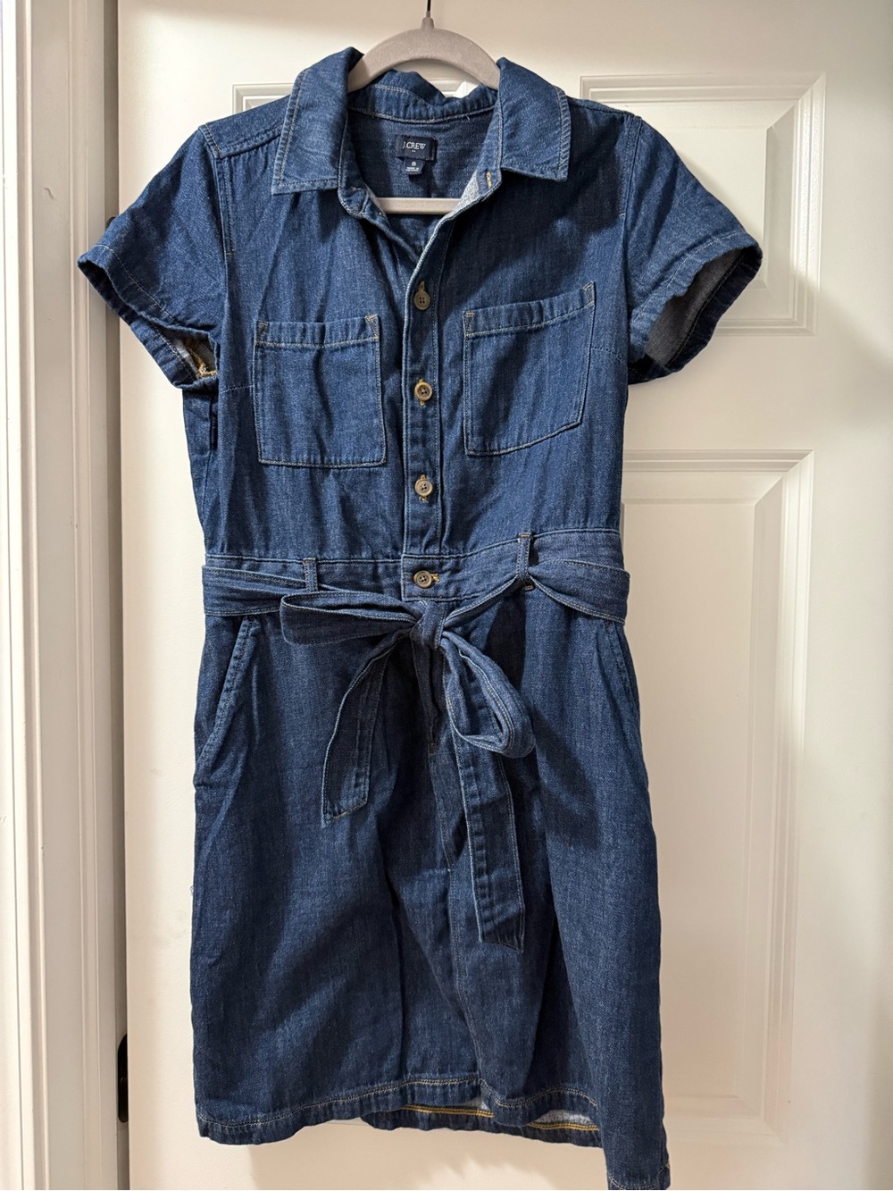 LOFT Dark Blue Denim Shirt Dress with Tie Waist